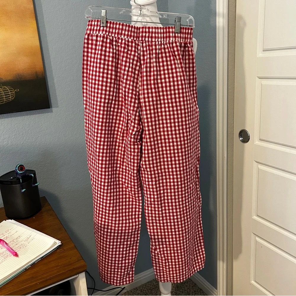 Red and White Gingham Checkered Wide-legged Women’s Lounge Pants Size Medium - Picture 2 of 4